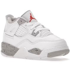 Nike Air Jordan 4 Retro TD ‘White Oreo’ - BQ7670-100 Colorway -WHITE/FIRE RED-TECH GREY-BLACK Toddler/Baby - Size 4C NEW WITH BOX Product Description The Air Jordan 4 Retro White Oreo (2021) (TD) is the toddler sizing of the Summer 2021 Air Jordan 4 release in a ‘White Oreo’ colorway. This sneaker features a white tumbled leather upper with hits of Tech Grey on the speckled eyelets, heel branding, and inner liner. Other upper details include Fire Red Jumpman branding on the tongue, white laces, and the signature netting on the tongue and quarter panel. Rounding out the design is a Tech Grey midsole with black speckles and a white/grey treaded outsole. White Air Jordan 4 Sport Shoes, White Sporty Air Jordan 4 For Sports, Casual White Air Jordan 4 For Streetwear, White Low-top Air Jordan 4 Breathable, White Breathable Air Jordan 4 Low-top, White Low-top Breathable Air Jordan 4, White Breathable Low-top Air Jordan 4, Sporty White Air Jordan 4 For Casual Wear, White Air Jordan 4 Sporty Breathable