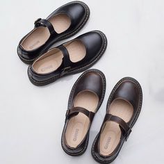 Retro Flat Heel Leather Mary Janes, Retro Leather Flat Heel Mary Janes, Retro Leather Mary Janes With Flat Heel, Vintage Closed Toe Flats, Vintage Mary Janes With Rubber Sole And Flat Heel, Retro Leather Mary Janes, Maid Shoes, Mission Fits, Flat Mary Jane Shoes