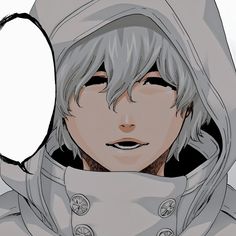 an anime character with grey hair wearing a hooded jacket