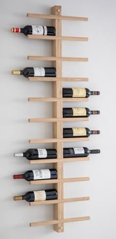 the wine rack is made out of wood