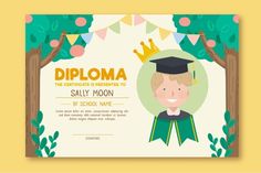 diploma certificate with an image of a boy wearing a crown