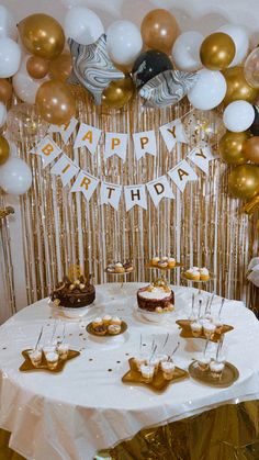 This is my 21st birthday inspired on white golden theme party . Birthday decorations and golden decor Happy Birthday Decoration Ideas, Easy Birthday Decorations, Golden Birthday Themes, Birthday Decoration Ideas At Home, Diy Banners, 21st Birthday Themes, Birthday Decoration Ideas, Happy Birthday Decoration