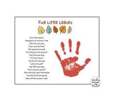 a hand print with the words five little leaves