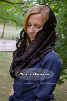 Black Mantilla veil, Head Сovering, Orthodox veil, Catholic chapel veil,  Infinity Black Veil, Churc Elegant Black Church Veil, Fitted Black Shawl For Wedding, Orthodox Veil, Circle Veil, Chapel Veil Catholic, Catholic Veil, First Communion Veils, Communion Veils, Lace Mantilla