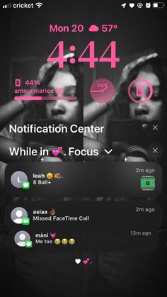 an image of the notification screen on a cell phone with pink and black text that reads,