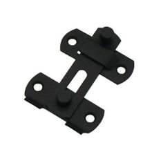 an image of a black cabinet door hinge with two holes on the front and back