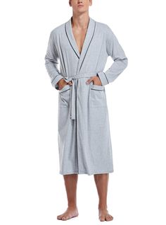 PRICES MAY VARY. 100% COTTON FABRIC: Enjoy the comfort of this men's robe made from our premium 100% cotton fabric, in excellent quality, attractive color and lightweight but not flimsy CLASSIC DESIGN : Our lightweight cotton bathrobe feature two pockets to keep your hand warm and hold small things; Classic shawl collar looks enough sturdy and tasteful; Contrast piping stitching on cuffs, pockets and edges INNER AND OUTER TIES : This robe features an inside tie at the waist to keep the robe security fastened. With an adjustable outer belt tie for a perfect fit SUITABLE OCCASION: Men's bathrobe is perfect for lounging around the house, getting in of a sauna or spa and even great for travel; You will be wearing this knit robe through all seasons because of its comfort and lightweight IDEAL P Piping Stitching, Robes For Men, Cotton Bathrobe, Undershirt Tank Top, Bathrobe Men, Long Sleeve Kimono, Lounge Robes, Belt Tie, Contrast Piping