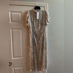 Ivory Sparkly Gold Dress From H&M. H&m Sequin Dresses For Spring, H&m Spring Dresses With Sequins, H&m Sequin Dresses For Party Season, H&m Cocktail Dresses For Party Season, H&m Cocktail Dress For Party Season, H&m Sequined Dresses For Night Out, Fitted Sequin Dresses From H&m, H&m Dresses For Night Out And Party Season, H&m Dresses For Night Out During Party Season