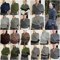 several pictures of different types of shawls