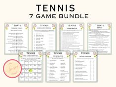 the tennis game bundle includes ten games and two sheets