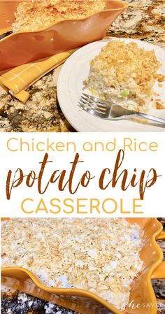 chicken and rice potato chip casserole on a plate