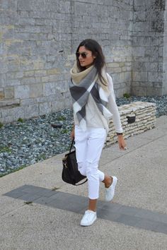 blog mode jean blanc Chique Outfit, Looks Style, White Pants, Casual Chic