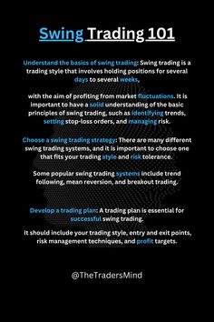 Whether you're a seasoned trader looking to switch up your strategy or a newbie just starting out, this guide is a must-read for anyone interested in maximizing profits through swing trading. Don't miss out on this opportunity to take your trading game to the next level! Swing trading can be an effective trading strategy for beginners who are looking to capitalize on short-term market movements. By holding positions for several days to several weeks, swing traders aim to profit. Swing Trading Strategies, Trade Strategy, Learn Trading, Arbitrage Trading, Trading Psychology, Luxury Quotes