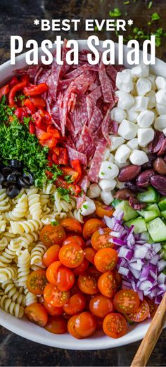 the best ever pasta salad recipe in a bowl