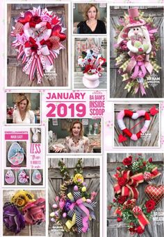 the january issue of crafts magazine features images of wreaths, ribbons and other decorations