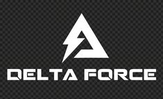 delta force logo on a black background with white letters and lightning bolt in the center