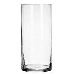 an empty glass is shown on a white background for use as a vase or container