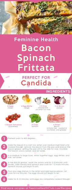 an info sheet for the health benefits of bacon spinach frittata