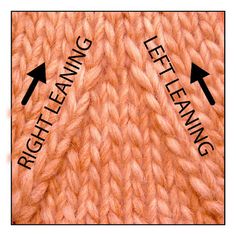 two arrows pointing to the right and left ends of a crochet yarn pattern