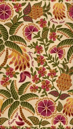 a floral pattern with leaves and flowers