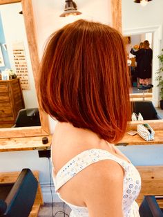 Red Long Bob, Med Hair, Reverse Bob, One Length Haircuts, Arched Entry, Long Angled Bob, Bobbed Hair, Angled Bob Haircuts, Red Henna