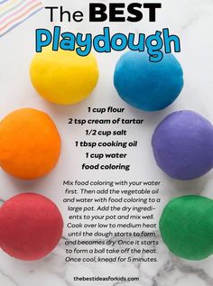 the best playdough recipe for kids to make with colored playdough dough