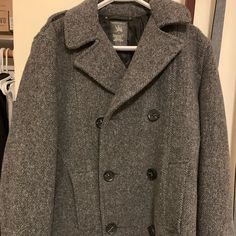 Brand New. Too Big For Me Casual Pea Coat For Cold Weather With Pockets, Fitted Sport Coat For Cold Weather In Fall, Casual Long Sport Coat For Fall, Casual Wool Sport Coat For Winter, Casual Double-breasted Winter Outerwear, Casual Brown Pea Coat With Pockets, Casual Wool Outerwear For Fall, Casual Wool Outerwear For Spring, Casual Spring Wool Outerwear