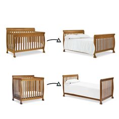 three different views of a baby crib