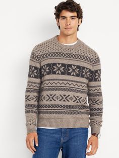 SoSoft Fair Isle Sweater | Old Navy Old Man Sweater, Man Sweater, Perfect Cardigan, Pajamas Gift, Sweater Brown, Men's Sweaters, Old Navy Men, Mens Fashion Casual Outfits, Fair Isle Sweater