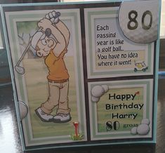 a happy birthday card with a golf theme