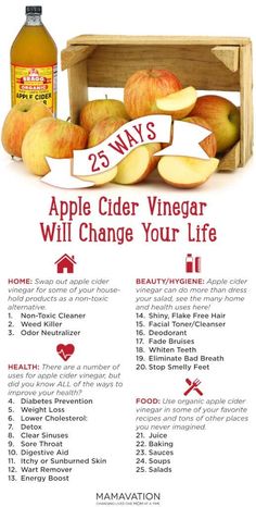 an advertisement for apple cider vinegar will change your life