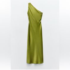 Satin Effect Asymmetric Dress - Zara Asymmetric Satin Dress Zara, Zara Satin Effect, Asymmetric Dress, Dress Zara, Knot Dress, Asymmetrical Dress, Zara Dresses, New Dress, Colorful Dresses