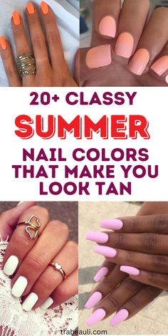 summer nail colors that make you look tan Mail Colors That Make You Look Tan, Summer Colours For Nails, Nails That Look Good With A Tan, Summer Nails For Tanned Skin, Summer Nails To Make You Look Tan, Nails To Look Tan, Nail Color For Mexico Vacation, Nail Color To Make You Look Tan, Nail Colors For Tanned Skin