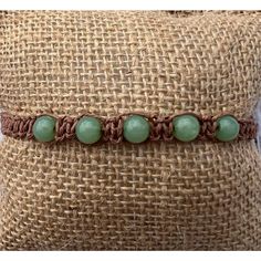 Green & Brown Bead Hemp Macram Adjustable Bracelet Osfm Features: *Artisan Handcrafted By Me *Brown Hemp Cord *Green Beads *Adjustable To Allow Easy On/Off *No Tying Necessary Condition: New Size: One Size Fits Most Check Out My Other Artisan Jewelry And More! Green Bohemian Macrame Bracelets, Adjustable Green Macrame Bracelets, Green Macrame Hippie Jewelry, Bohemian Green Hand-wrapped Beaded Bracelets, Bohemian Green Hand-wrapped Crystal Bracelet, Tory Burch Bracelet, Hemp Macrame, Marble Bracelet, Brighton Bracelets