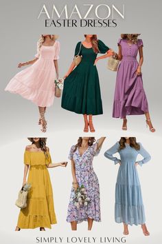 Amazon Easter Dresses | Spring Dresses | Floral Dresses | Pastel Dresses Dresses Pastel, Pastel Dresses, Pastel Color Dress, Easter Dresses, Sunday Dress