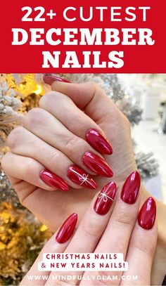 22+ Festive December Nails (Including Christmas Nails) for Your Holiday Mani Nails For Christmas Holiday New Years, Christmas Nails 2024 Trends, Christmas Sns Nails Ideas, December Nails Ideas, Holiday Nail Designs Winter, Holiday Nails Winter Christmas, Festive Nails Christmas, December Nail Designs, December Nail Ideas