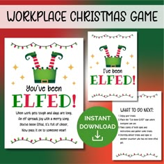 an elf themed christmas game with the words, you've been elfed