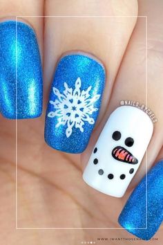 snowman nails design ideas Christmas Nail Designs For Beginners, Easy Winter Nail Designs For Beginners, Snowman Nails Acrylic, Snowman Nail Designs, Nail Designs For Winter, Xmas Nail Designs