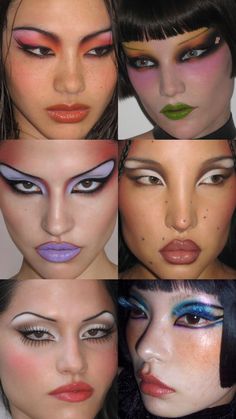 Light Inner Corner Makeup, Anna Takahashi Makeup, 80s Avant Garde Makeup, Cool Colorful Makeup Looks, Drag Glam Makeup, New York Fashion Week Makeup, Punk Editorial Makeup, New Romantics Makeup 80s, Couture Makeup Looks