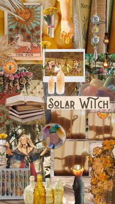 a collage of pictures with the words solar witch on it