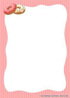 a pink and white frame with two donuts on the top one is blank for text