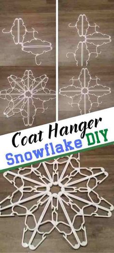 how to make a snowflake out of cut paper with the text, coat hanger snowflake diy