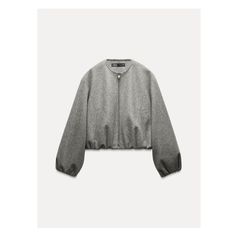 Crew neck bomber jacket. Long sleeves with elastic cuffs. Front welt pockets. Elastic hem. Matching interior lining. Front zip closure. Trench Coat Dress, Zara Jacket, Waistcoat Dress, Grey Jacket, Cargo Shirts, Trench Jacket, Cardigan Sweater Dress, Cardigan Sweater Jacket, Blazer Vest