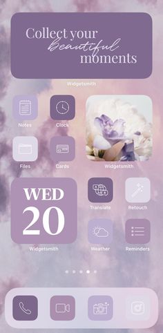 an iphone screen with the text collect your beautiful moments on it and icons above it