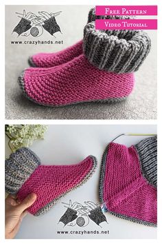 crocheted baby booties are shown with the text, free pattern and video instructions