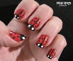 nails Ladybird Nails, Round Nail Designs, Ladybug Nails, Short Round Nails, Beauty Hacks Nails, Nail Time, Lady Bugs, Round Nails, Nail Paint