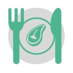 a plate with a fork, knife and spoon on it that has an image of a piece of broccoli in the middle