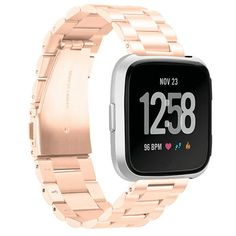 Color: Silver,Gold , Rose Gold ,Black Material: Stainless Steel Metal Durable Double Button Buckie Compatible Models: Fitbit Versa 2 2019 Fitbit Versa Fitbit Lite Fitbit Special Package Contents: 1 X Stainless Steel watch band with adapters 3 x Quick Release Pins The links can be removed on the both sides of watchband to adjust the length to suit your wrist, flexible links but connected firmly, no falling off, bumping and shocking. Size: one size.  Gender: unisex.  Age Group: adult. Fitbit Versa 4, Stainless Bracelet, Watch Band Bracelet, Metal Straps, Band Bracelet, Leather Watch Bands, Stainless Steel Band, Metal Bracelets, Watch Strap