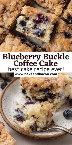 blueberry buckle coffee cake on a plate