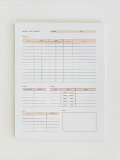 a printable work order form sitting on top of a white table